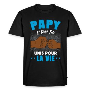 papy petit fils unis pour la vie check humour - T-shirt Premium bio Homme - noir - Devant - Nico (187cm)