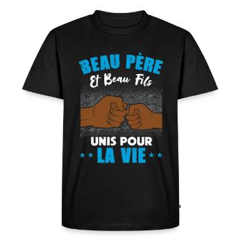 Cadeau beau père beau fils unis pour la vie check - T-shirt Premium bio Homme - noir - Devant - Nico (187cm)