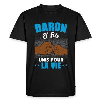 Daron fils unis pour la vie fête des pères check - T-shirt Premium bio Homme - noir - Devant - Nico (187cm)