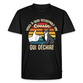 cousin cadeau propriétaire chats lunettes cool - T-shirt Premium bio Homme - noir - Devant - Nico (187cm)