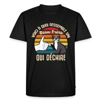 beau frère cadeau propriétaire chats lunettes cool - T-shirt Premium bio Homme - noir - Devant - Nico (187cm)