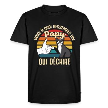 papy cadeau propriétaire chats lunettes cool - T-shirt Premium bio Homme - noir - Devant - Nico (187cm)