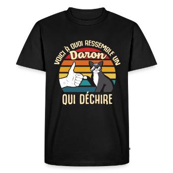papa cadeau propriétaire chats lunettes cool - T-shirt Premium bio Homme - noir - Devant - Nico (187cm)