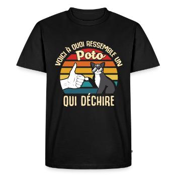poto amis cadeau propriétaire chats lunettes cool - T-shirt Premium bio Homme - noir - Devant - Nico (187cm)