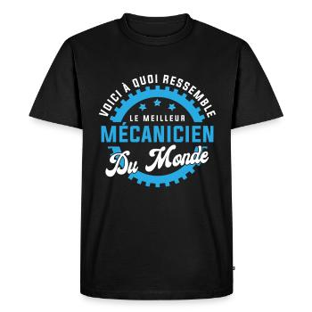 Cadeau humour meilleur mécanicien monde drôle - T-shirt Premium bio Homme - noir - Devant - Nico (187cm)