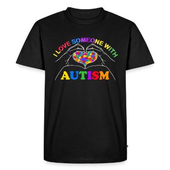 J’aime quelqu’un qui a le mois de la sensibilisation à l’autisme - T-shirt Premium bio Homme - noir - Devant - Nico (187cm)