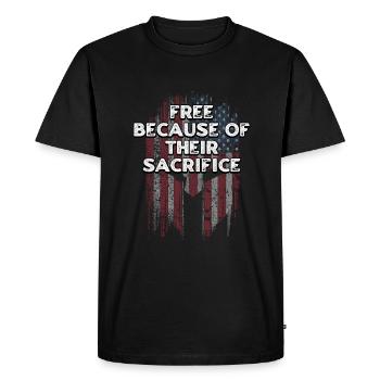 Libres à cause de leur sacrifice fiers patriotiques - T-shirt Premium bio Homme - noir - Devant - Nico (187cm)