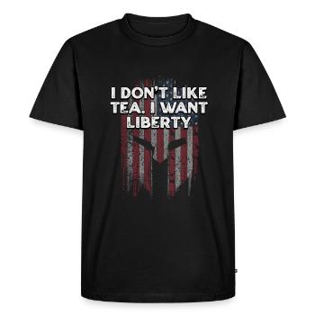 Je n’aime pas le thé Je veux la liberté Indépendance 4ème de - T-shirt Premium bio Homme - noir - Devant - Nico (187cm)