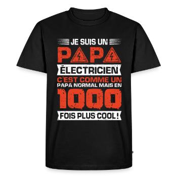 Idée cadeau papa humour fête des pères électricien - T-shirt Premium bio Homme - noir - Devant - Nico (187cm)