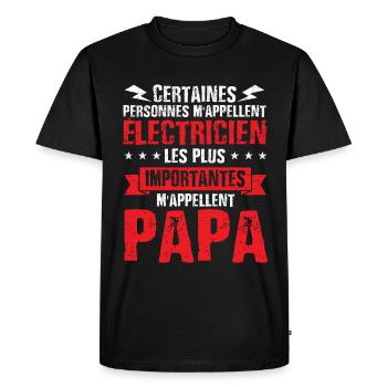 Idée cadeau électricien papa humour fête des pères - T-shirt Premium bio Homme - noir - Devant - Nico (187cm)