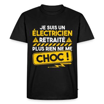 Électricien retraité fête des pères grand-père - T-shirt Premium bio Homme - noir - Devant - Nico (187cm)