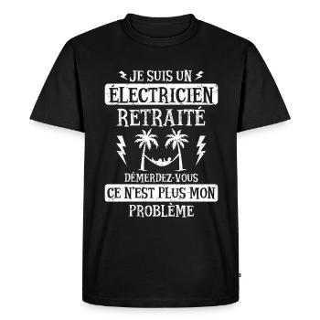 Cadeau électricien retraité humour fête des pères - T-shirt Premium bio Homme - noir - Devant - Nico (187cm)