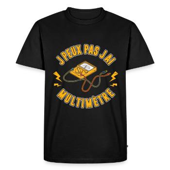 Idée cadeau papa humour fête des pères électricien - T-shirt Premium bio Homme - noir - Devant - Nico (187cm)