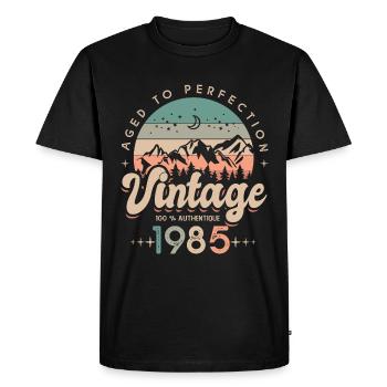 1985 Vintage anniversaire Né en 1985 - T-shirt Premium bio Homme - noir - Devant - Nico (187cm)