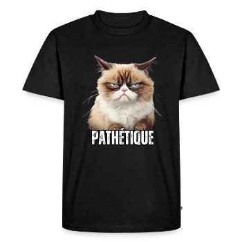 Humour chat en colère énervé pathétique sarcasme - T-shirt Premium bio Homme - noir - Devant - Nico (187cm)