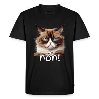 portrait chat en colère non ! humoristique mème - T-shirt Premium bio Homme - noir - Devant - Nico (187cm)