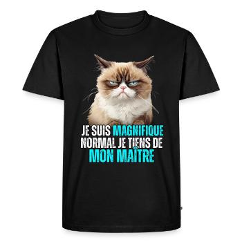 Je suis magnifique normal je tiens de mon maître - T-shirt Premium bio Homme - noir - Devant - Nico (187cm)