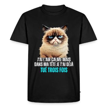 J'ai l'air calme mais dans ma tête je t'ai déjà - T-shirt Premium bio Homme - noir - Devant - Nico (187cm)