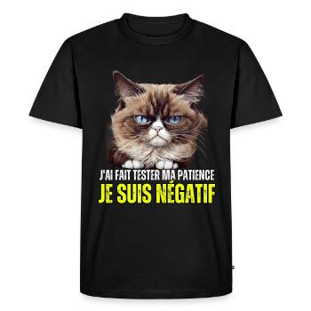J'ai fait tester ma patience je suis négatif chat - T-shirt Premium bio Homme - noir - Devant - Nico (187cm)
