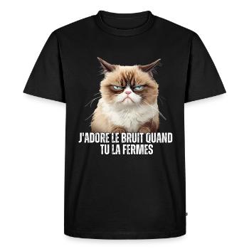J'adore le bruit quand tu la fermes mauvais - T-shirt Premium bio Homme - noir - Devant - Nico (187cm)