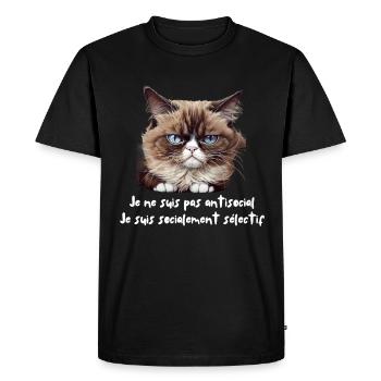 Je ne suis pas antisocial je suis socialement - T-shirt Premium bio Homme - noir - Devant - Nico (187cm)