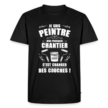 Annonce Grossesse Papa Peintre Bâtiment Humour - T-shirt Premium bio Homme - noir - Devant - Nico (187cm)