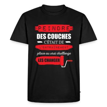 Annonce Grossesse Papa Peintre Bâtiment Humour - T-shirt Premium bio Homme - noir - Devant - Nico (187cm)