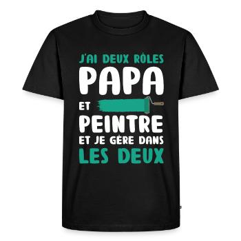 Annonce Grossesse Papa Peintre Bâtiment Humour - T-shirt Premium bio Homme - noir - Devant - Nico (187cm)