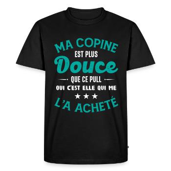 Cadeau Saint Valentin Homme Femme Humoristique - T-shirt Premium bio Homme - noir - Devant - Nico (187cm)