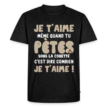 Cadeau Saint Valentin Homme Femme Humoristique - T-shirt Premium bio Homme - noir - Devant - Nico (187cm)