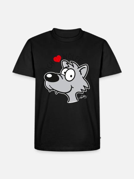 Ich liebe Wölfe - Männer Premium Bio T-Shirt - Schwarz
