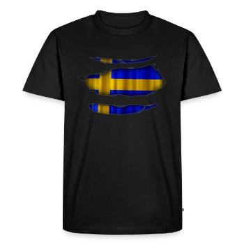 Suède Drapeau Ripped 017 - T-shirt Premium bio Homme - noir - Devant - Nico (187cm)