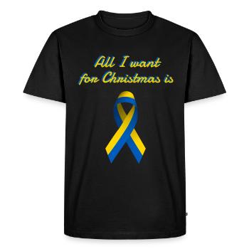 Ukraine Peace Christmas Wish - Men's Premium Organic T-Shirt - black - Front - Nico (187cm)