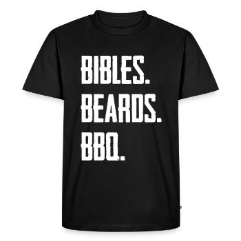Bibles Beards BBQ - Men's Premium Organic T-Shirt - black - Front - Nico (187cm)