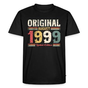 25th Birthday Original August 1999 Year 1999 - Men's Premium Organic T-Shirt - black - Front - Nico (187cm)