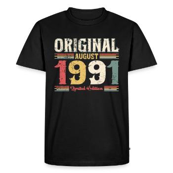33e anniversaire Original Août 1991 Né en 1991 - T-shirt Premium bio Homme - noir - Devant - Nico (187cm)