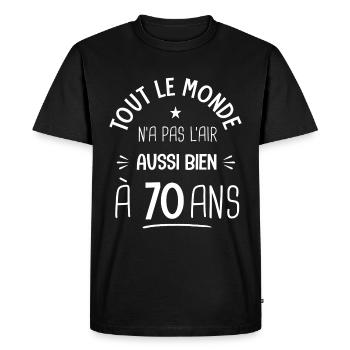 70 ans anniversaire 70 ans Cadeau 70 ans - T-shirt Premium bio Homme - noir - Devant - Nico (187cm)