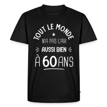 60 ans anniversaire 60 ans Cadeau 60 ans - T-shirt Premium bio Homme - noir - Devant - Nico (187cm)