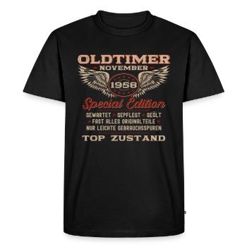 66ème Anniversaire Voiture Classique Novembre 1958 Millésime 58 - T-shirt Premium bio Homme - noir - Devant - Nico (187cm)