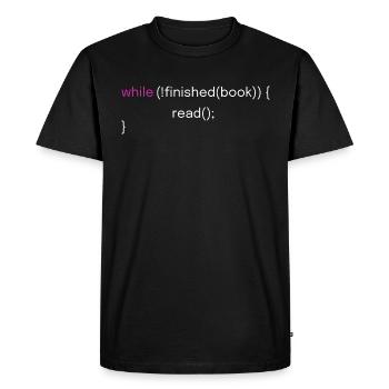Fun reading and coding design - Men's Premium Organic T-Shirt - black - Front - Nico (187cm)