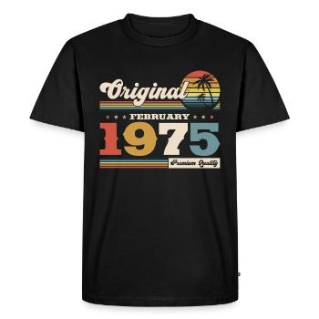 50th Birthday Gift Husband Original February 1975 - Men's Premium Organic T-Shirt - black - Front - Nico (187cm)
