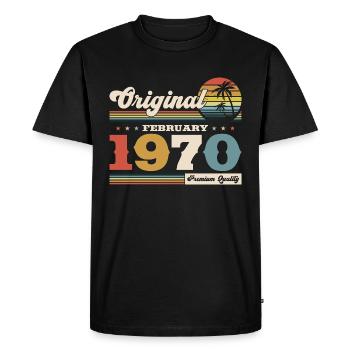 55ème anniversaire cadeau mari Original février 1970 - T-shirt Premium bio Homme - noir - Devant - Nico (187cm)