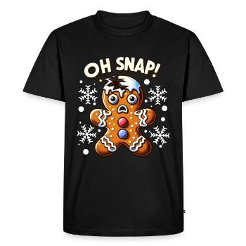Funny Gingerbread Man ,Office Humor Christmas Party - Men's Premium Organic T-Shirt - black - Front - Nico (187cm)