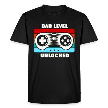 Niveau papa déverrouillé papa papa dire - T-shirt Premium bio Homme - noir - Devant - Nico (187cm)