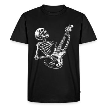 Crâne squelette avec guitare basse - T-shirt Premium bio Homme - noir - Devant - Nico (187cm)