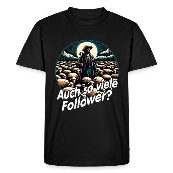 Motif de berger drôle avec berger de troupeau et dicton - T-shirt Premium bio Homme - noir - Devant - Nico (187cm)