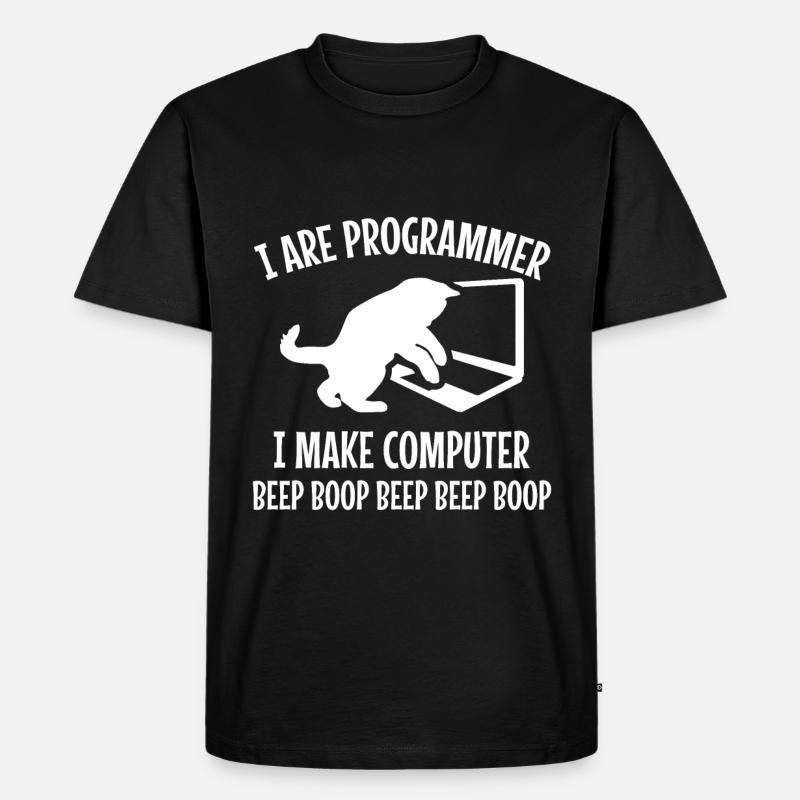 Programmierer Katze Geschenk Programmieren Mitze - Männer Premium Bio T-Shirt - Schwarz