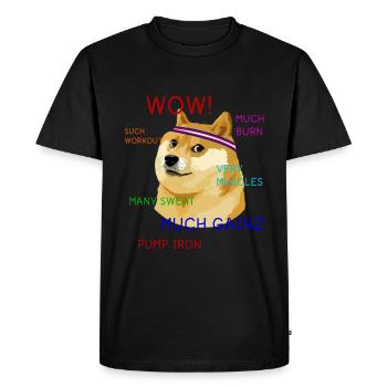 Fun Gym Doge Meme Workout Gainz - Men's Premium Organic T-Shirt - black - Front - Nico (187cm)