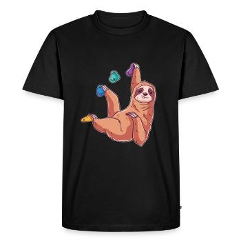 Wall Climbing Hiking Sloth Rock Climber - Men's Premium Organic T-Shirt - black - Front - Nico (187cm)