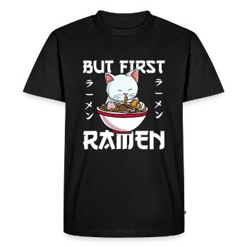 But First Ramen Cat Lover Kitty Owner Japonais - T-shirt Premium bio Homme - noir - Devant - Nico (187cm)